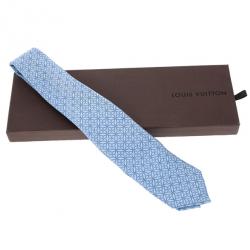 Pre Owned Louis Vuitton Blue Floral Print Tie
