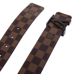 Pre Owned حزام لوي فيتون كانفاس غرافايت دامييه أيبين بالحروف 95 سم