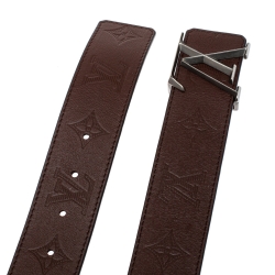 Pre Owned Louis Vuitton Dark Brown Monogram Leather LV Initiales Belt 90 CM