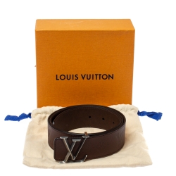 Pre Owned Louis Vuitton Dark Brown Monogram Leather LV Initiales Belt 90 CM