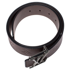 Pre Owned Louis Vuitton Dark Brown Monogram Leather LV Initiales Belt 90 CM
