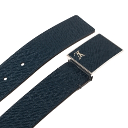 Pre Owned Louis Vuitton Blue Taiga Leather Taïga Metropole Belt 90CM