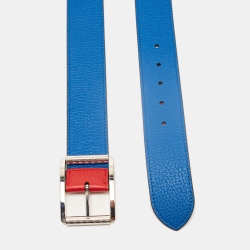 مملوكة مسبقًا Louis Vuitton Red/Blue Taurillon Leather Logo Reversible Buckle Belt 95CM