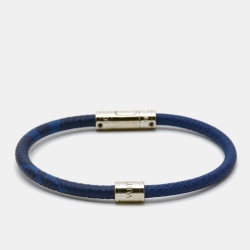 مملوكة مسبقًا Louis Vuitton Split Canvas Leather Silver Tone Bracelet