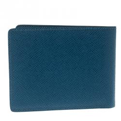Pre Owned Louis Vuitton Blue Taiga Leather Bifold Wallet
