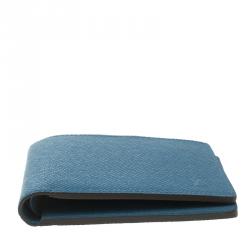 Pre Owned Louis Vuitton Blue Taiga Leather Bifold Wallet