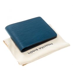 Pre Owned Louis Vuitton Cyan Epi Leather Multiple Bifold Wallet