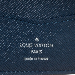 Pre Owned Louis Vuitton Blue Taiga Leather Multiple Wallet