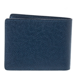 Pre Owned Louis Vuitton Blue Taiga Leather Multiple Wallet