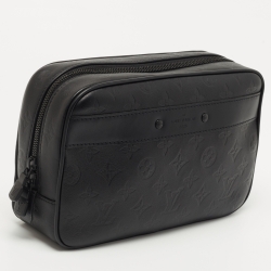 Pre Owned Louis Vuitton Black Monogram Leather Toiletry Pouch GM