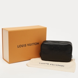 Pre Owned Louis Vuitton Black Monogram Leather Toiletry Pouch GM