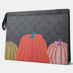 Pre Owned Louis Vuitton x Yayoi Kusama Black Monogram Eclipse Canvas Pochette Voyage Clutch Bag