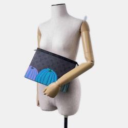 Pre Owned Louis Vuitton x Yayoi Kusama Black Monogram Eclipse Canvas Pochette Voyage Clutch Bag
