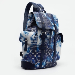 Pre Owned Louis Vuitton Blue Bandana Canvas Limited Edition Christopher MM Backpack