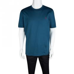 Louis Vuitton Blue Logo Detail Crew Neck Short Sleeve T-Shirt XL