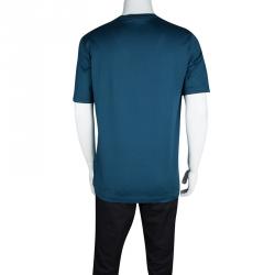 Louis Vuitton Blue Logo Detail Crew Neck Short Sleeve T-Shirt XL