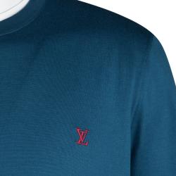Louis Vuitton Blue Logo Detail Crew Neck Short Sleeve T-Shirt XL