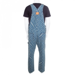 Louis Vuitton x Supreme Indigo Monogram Jacquard Denim Overalls S