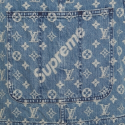 Louis Vuitton x Supreme Indigo Monogram Jacquard Denim Overalls S