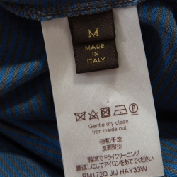 Louis Vuitton Blue and Grey Horizontal Striped Polo T-Shirt M