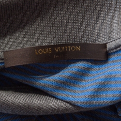 Louis Vuitton Blue and Grey Horizontal Striped Polo T-Shirt M