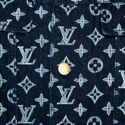 Louis Vuitton Navy Blue Monogram Print Denim Jacket L