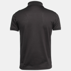 Louis Vuitton Dark Grey Cotton Logo Embroidered Polo T-Shirt XS