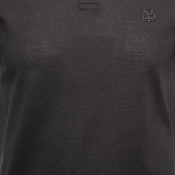 Louis Vuitton Dark Grey Cotton Logo Embroidered Polo T-Shirt XS