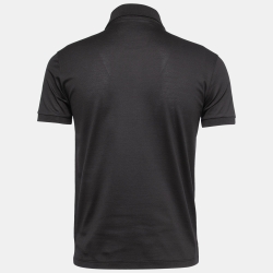 Louis Vuitton Dark Grey Cotton Logo Embroidered Polo T-Shirt XS