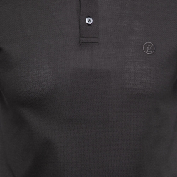 Louis Vuitton Dark Grey Cotton Logo Embroidered Polo T-Shirt XS