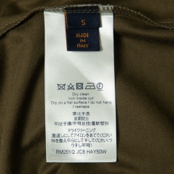 Louis Vuitton Olive Green Logo-Embroidered Cotton T-Shirt S