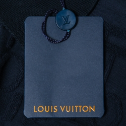 Louis Vuitton Navy Blue Logo Jacquard Terry Polo T-Shirt XS