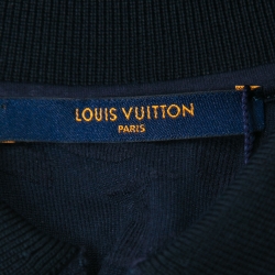 Louis Vuitton Navy Blue Logo Jacquard Terry Polo T-Shirt XS