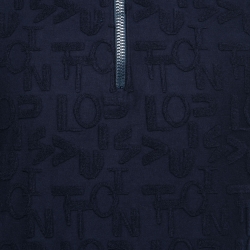 Louis Vuitton Navy Blue Logo Jacquard Terry Polo T-Shirt XS