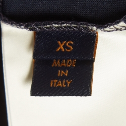 Pre Owned Louis Vuitton Navy Blue Cotton V-Neck T-Shirt XS
