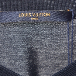 Pre Owned Louis Vuitton Navy Blue Cotton V-Neck T-Shirt XS