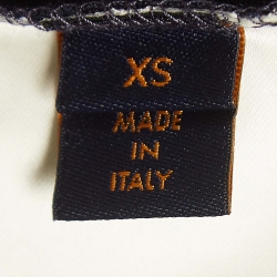 Pre Owned Louis Vuitton Navy Blue Cotton V-Neck T-Shirt XS