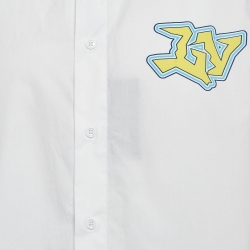 Pre Owned Louis Vuitton White Printed Cotton Short Sleeve Shirt XL