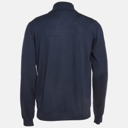Louis Vuitton Navy Blue Heart Intarsia Wool Sweater L