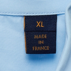 Pre Owned Louis Vuitton Blue Logo Embroidered Cotton Shirt XL