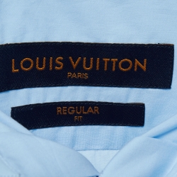 Pre Owned Louis Vuitton Blue Logo Embroidered Cotton Shirt XL