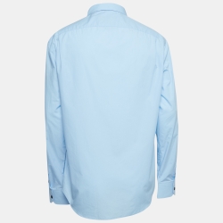 Pre Owned Louis Vuitton Blue Logo Embroidered Cotton Shirt XL