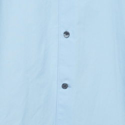 Pre Owned Louis Vuitton Blue Logo Embroidered Cotton Shirt XL