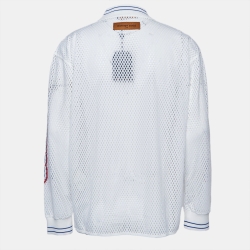 Pre Owned Louis Vuitton White LV Graphic Mesh Long Sleeve T-Shirt L