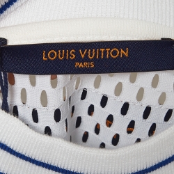 Pre Owned Louis Vuitton White LV Graphic Mesh Long Sleeve T-Shirt L