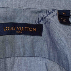 Louis Vuitton Blue Logo Printed Printed Cotton Shirt XS