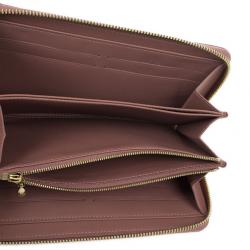 Pre Owned Louis Vuitton Rose Velours Monogram Vernis Ikat Zippy Wallet