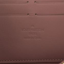 Pre Owned Louis Vuitton Rose Velours Monogram Vernis Ikat Zippy Wallet