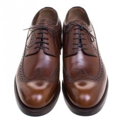 مملوكة مسبقًا حذاء ديربي لوي فيتون جلد بروغي بني برباط مقاس 44