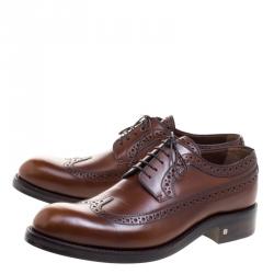 مملوكة مسبقًا حذاء ديربي لوي فيتون جلد بروغي بني برباط مقاس 44